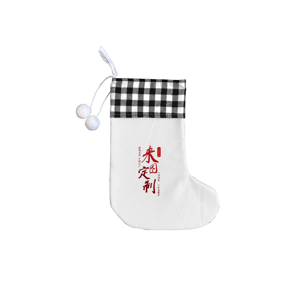 Personalizado con algodón de hortenida calcetines de Navidad calcetines de tela cuadrada a lo largo de bolsas decorativas de árbol de Navidad xqds0436a