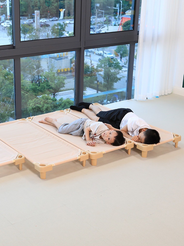 Children's Daycare Breathable Mesh Bed Nap Kindergarten Single Crib Nap Bed Canvas Stackable Toddler Mesh Bed