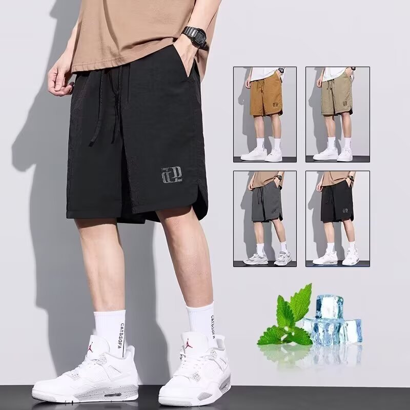 Ice Silk Casual Shorts Men's Summer Thin Men's Loose Quick-Drying Sports Trendy American Workwear Mid-Length Pants