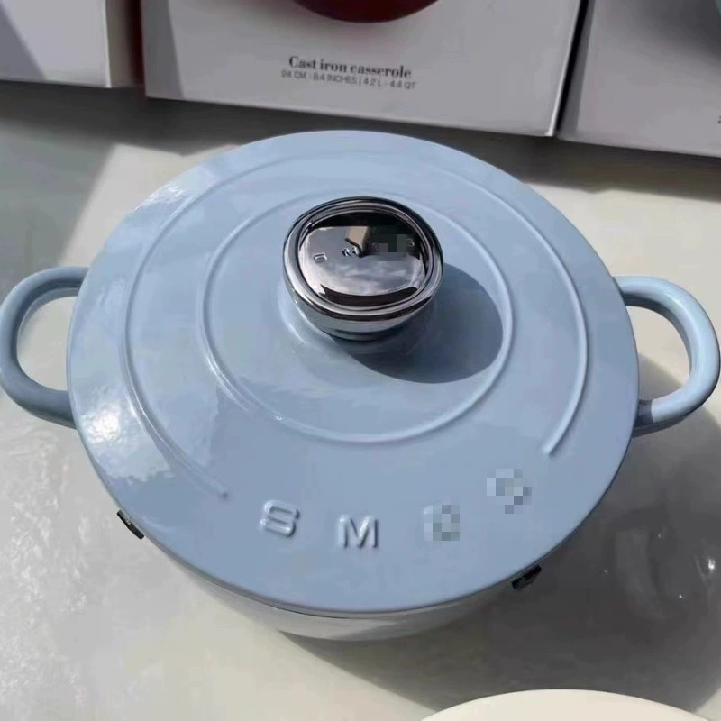 Factory direct sales SMEG enamel pot 24cm double-ear cast iron pot thickened non-stick pot induction cooker stew pot