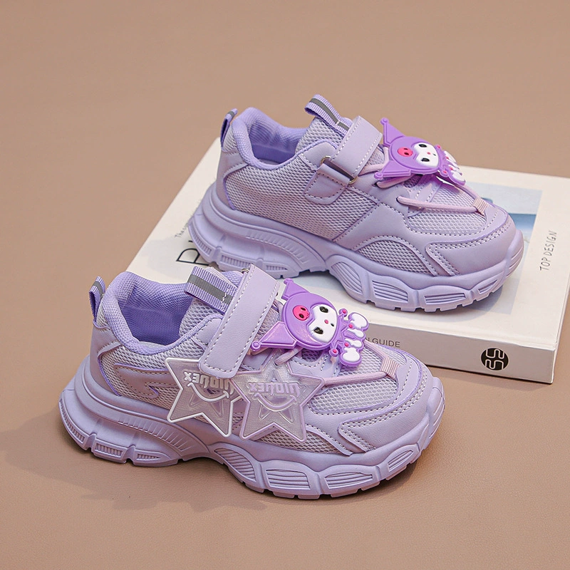 Спортивная обувь для девочек, новые детские кроссовки для бега весна-осень 2025, повседневные кроссовки в корейском стиле с мультяшным принтом для учащихся начальной школы