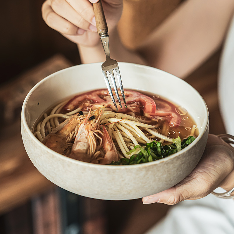 Tacos de fideos caseros de cerámica retro creativos Tacos de ensalada de estilo japonés Tacos de cubiertos Tacos de verduras Tacos de fideos Tacos de sopa