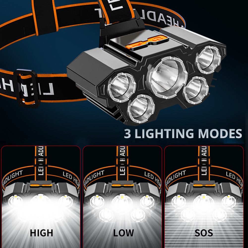 Wholesale Charging Headlamp Long Lasting Headlight Built-in Battery Wave Sensing Fishing 