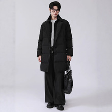 2024冬季新款休闲翻领过膝中长款羽绒服男宽松白鸭绒痞帅保暖大衣