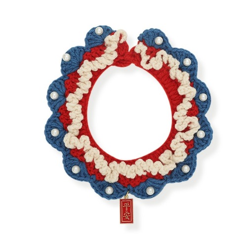 Pet Cute Collar Accessory Plush Golden Shaded Cat Neck Hang Collar Necklace Accessory Cats Knitted Scarf Supply