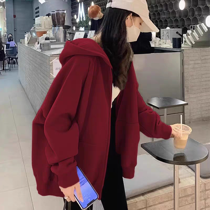 2025连帽卫衣女士秋冬季新款宽松显瘦大码胖妹妹运动拉链开衫外套|undefined