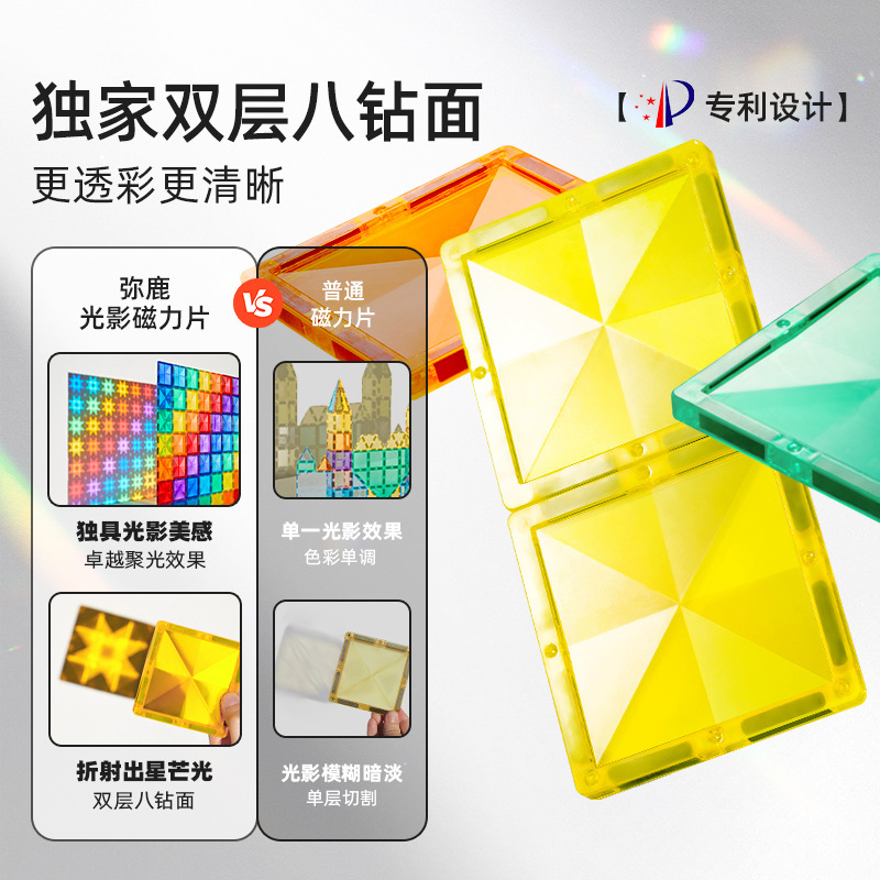 mideer弥鹿光影磁力片积木儿童益智玩具强磁拼装轨道男女孩礼物|undefined
