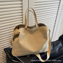 休闲复古洗水帆布包女新款大容量托特包简约斜挎包时尚单肩手提包