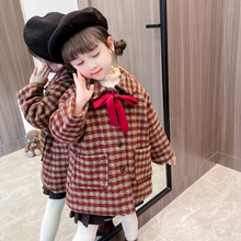 2023春冬季寶寶韓版童裝女童格子呢子外套兒童洋氣大衣一件代發潮