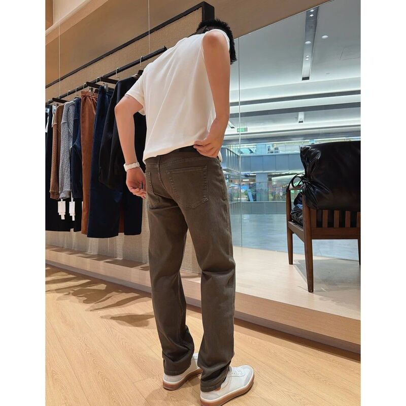 [Coffee Cowboy] Autumn imported fabric, vintage wash, four-way stretch, slim-fit, straight-leg jeans for men, designed to make you look taller