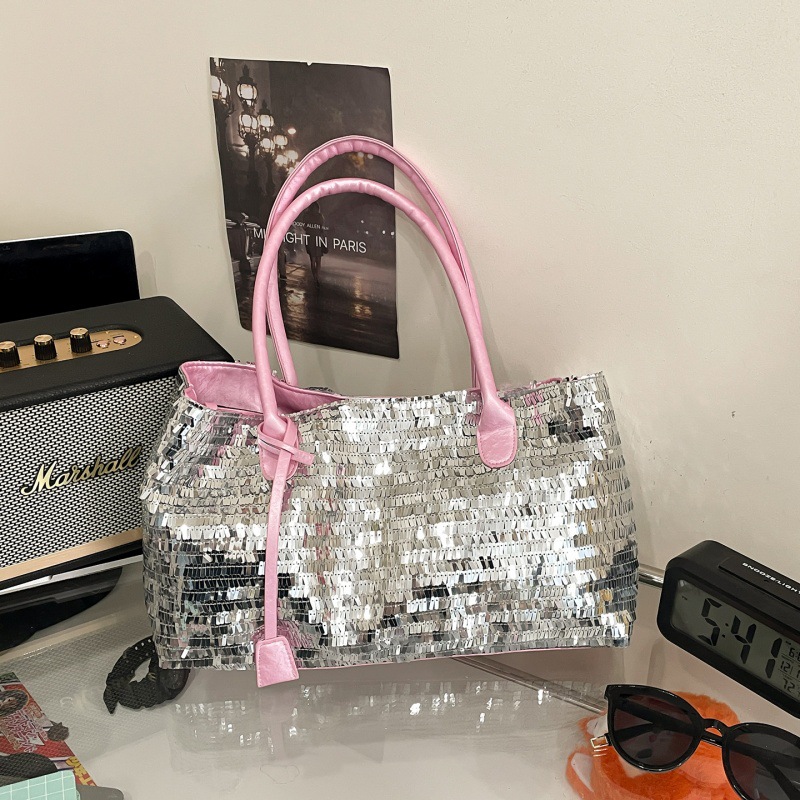 Bolso Tote de diseño de nicho 2025 verano nuevo bolso femenino estilo occidental bolso de lentejuelas bolso de hombro de gran capacidad de moda