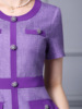 Dresses with high waist and slim appearance， handmade diamond buckle decoration， A-line skirt short style