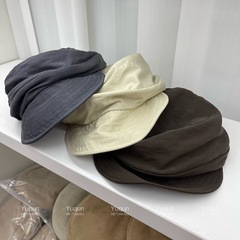 2025 新しい夏の日本文学と芸術の薄い八角形キャップキャスケットキャップデザイナー成形可能な綿とリネンのひさしキャップトレンディ