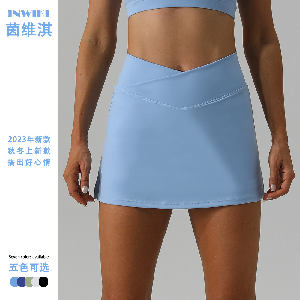 European and American spring and summer new slim yoga skirt breathable mini skirt running fitness tennis skirt exposure sports skirt