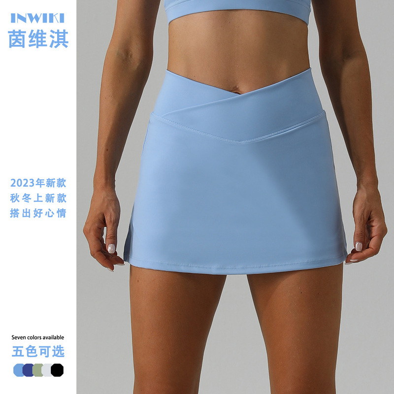 European and American spring and summer new slim yoga skirt breathable mini skirt running fitness tennis skirt exposure sports skirt