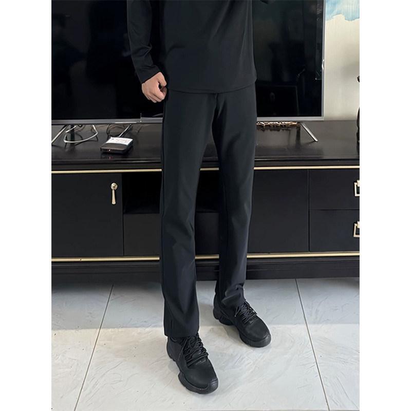 Cross-Border Black Quick-Dry Ice Silk Pants, Summer Thin Cool Softshell Pants, American High Street Straight-Leg Pants