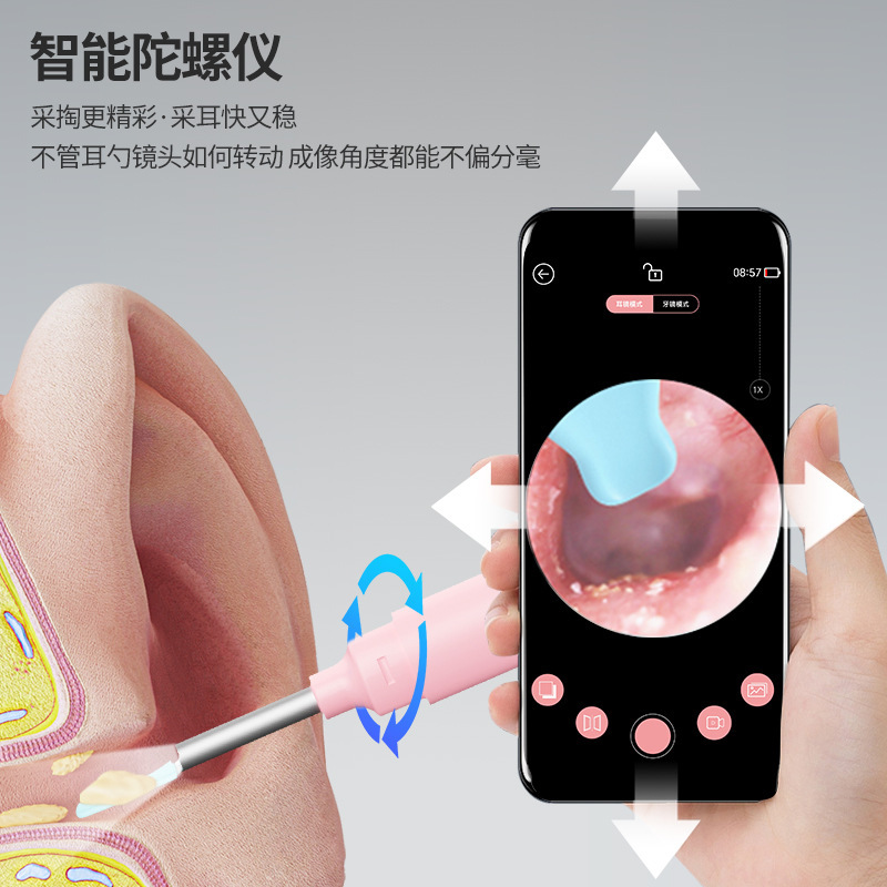 新しいビジュアル耳かきスプーン HD 耳道クリーニング耳かきライト付き WIFI スマート充電ベース耳かきスプーン|undefined