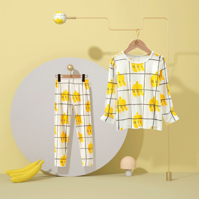 Q21天絲兒童內衣套裝男童保暖秋衣秋褲女童抑菌家居服秋季打底衫