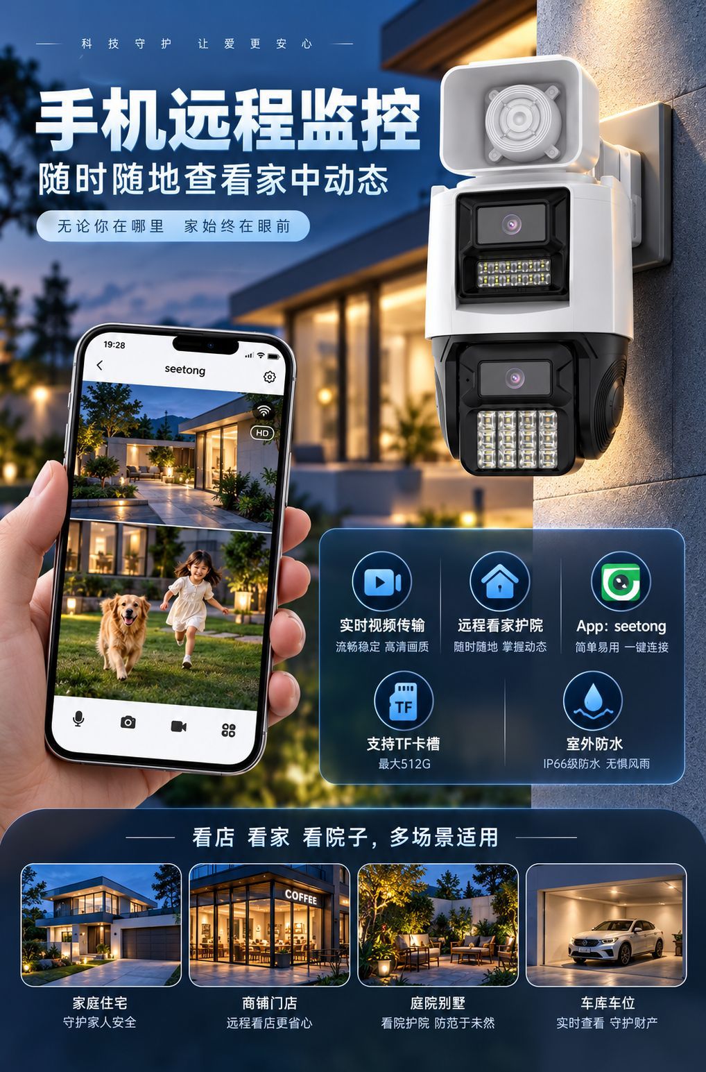 Surveillance camera 4MP dual screen 360 wireless