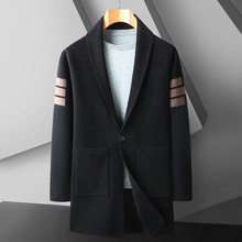胖子哥秋季男士妮子大衣青年中长款毛呢外套休闲风衣一件代发韩范