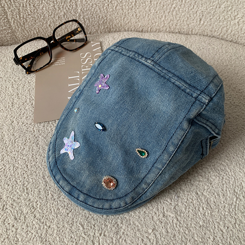 Lavados con agua vaquero hacia adelante sombrero mujer verano nuevo estilo retro hacer vieja cara pequeña boina y2k gran chaqueta sombrero de moda