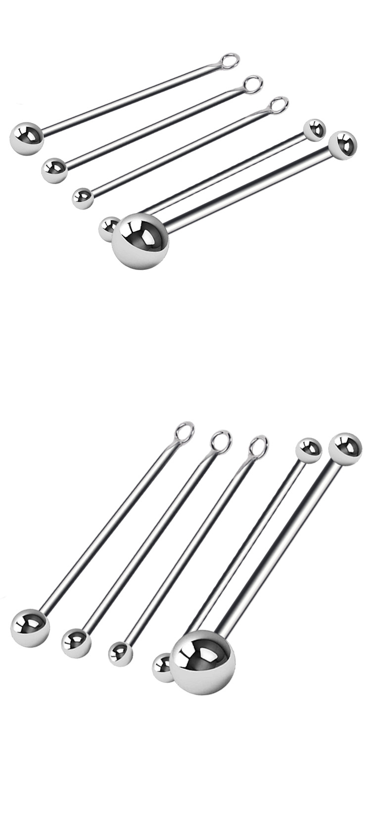 Stainless Steel Anal Hook with Round Head and Single Bead, Silver — detail image 25