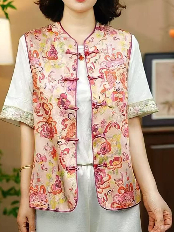 2026 Spring New Collection of Middle-Aged and Elderly Women's Clothing Wholesale and Dropshipping 2026 Autumn New Chinese Style National Style Vest