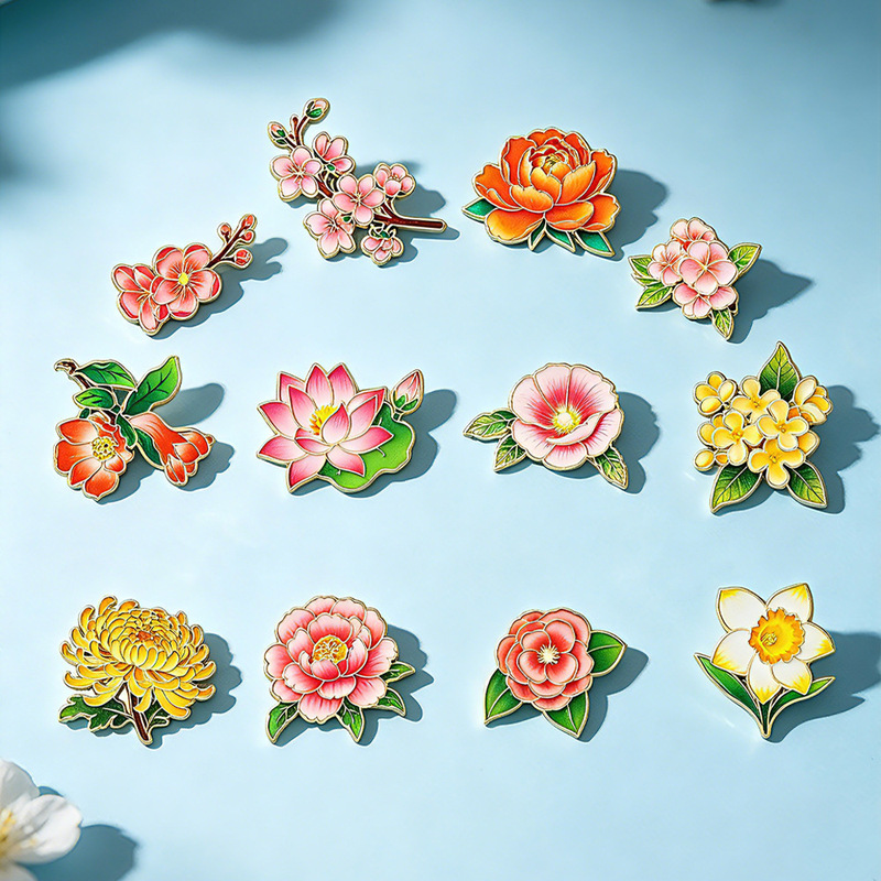 Chinese Style Twelve Flower Goddess Brooch Enamel Craft Floral Pin Qipao Hanfu Artistic Clothing Accessories Gift Wholesale Chinese Style Twelve Flower Goddess Brooch Enamel Craft Floral Pin Qipao Hanfu Artistic Clothing Accessories Gift Wholesale