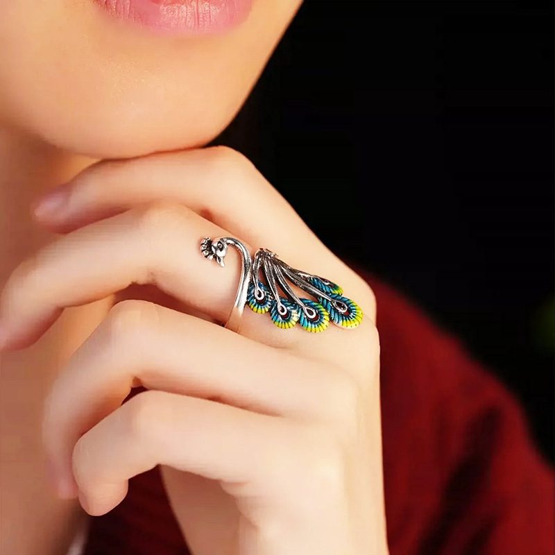 Peacock Ring for Women, Retro, Simple, High-End, Stereo Open Ring, Niche Design Jewelry, Factory Direct Sale