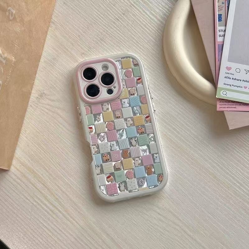 Ins estilo color color empalme cuadrado animal para iphone16ProMax funda para teléfono móvil Apple 14/15 nuevo 13