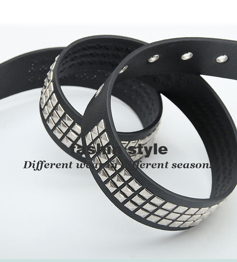 Punk Belt With Square Pyramid Rivets For Men And Women_voghion.com