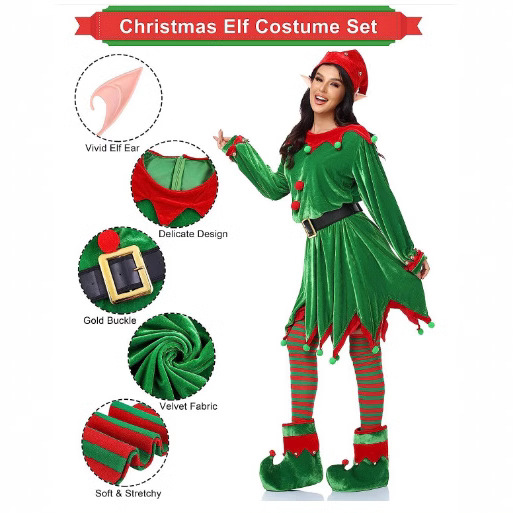 Ropa infantil de Navidad para Niños y Niñas Ropa para padres e hijos Cosplay lindo elfo verde kindergarten ropa de rendimiento