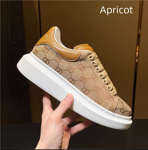 McQueen Women's  New Versatile Embroidered Canvas Shoes Korean Style Trendy Casual Men's Shoes Breathable Lift-Off Shoes