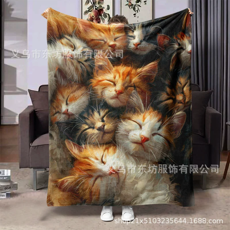 Простой милый котенок мягкий и удобный фланелевый одеяло подходит для всех сезонов
