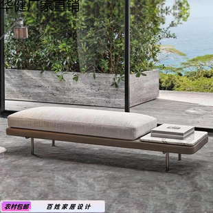 Italian Normcore Accessible Luxury Bedroom Bedside Stool Designer Model Room Bench High-End Home Leather Shoe Changing Stool