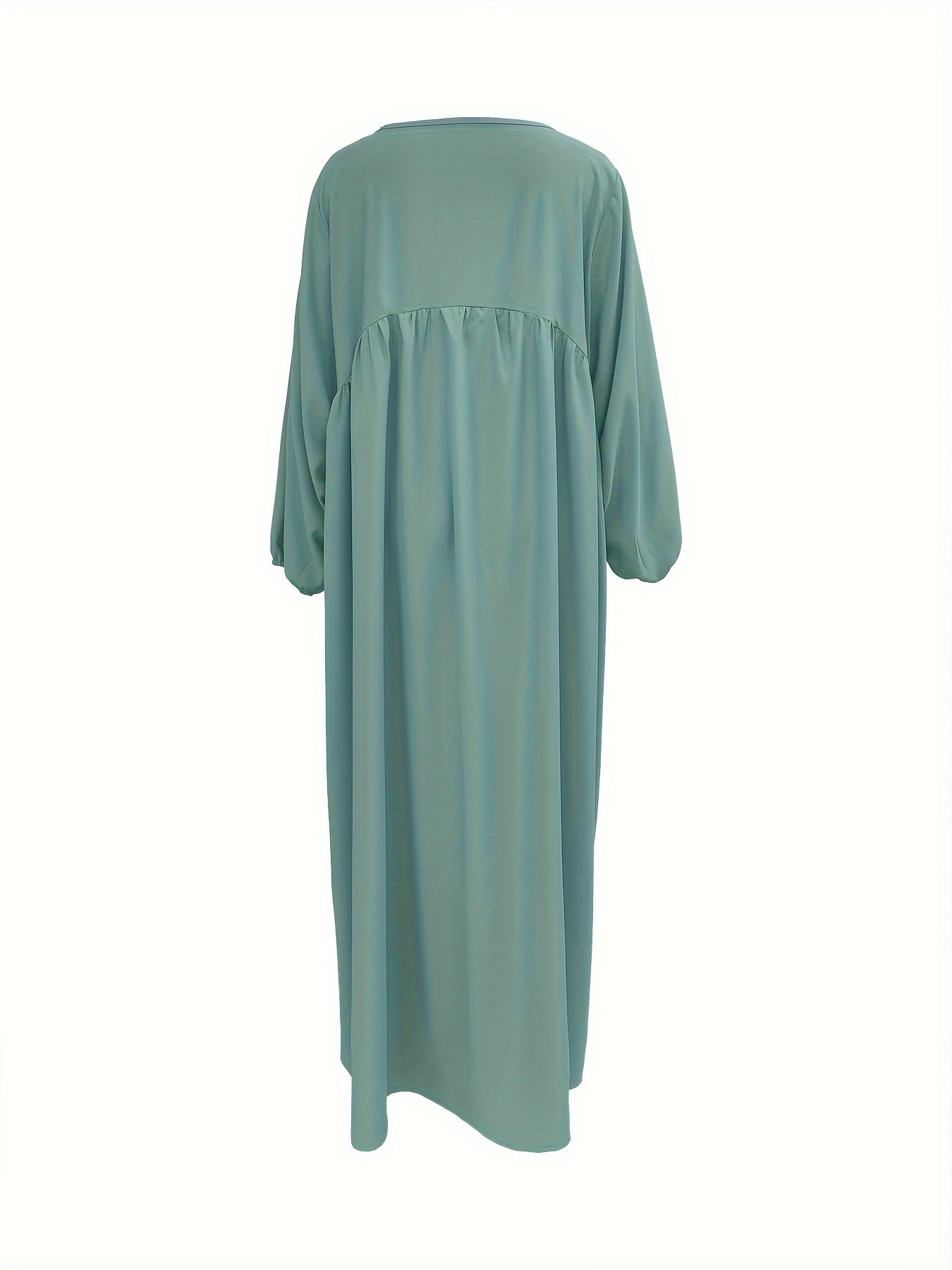 2025 New Cross-Border Middle Eastern Arab Women's Clothing: Patchwork Long-Sleeved Solid Color Loose Dress For Women_ecoleips.com