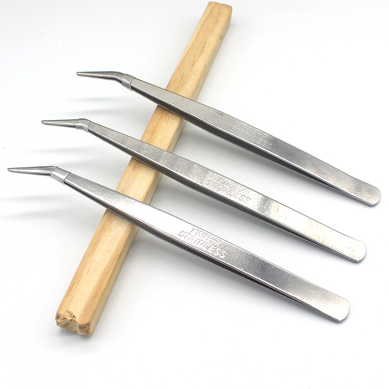 Stainless Steel Bent-Head Tweezers, Round-Head Hair Removal Clips, Wire Clips, DIY Grafting Tools, and Lab Equipment