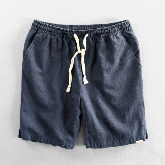 Summer shorts beach pants linen loose casual elastic band pants Japanese youth men's pants-Siyuan