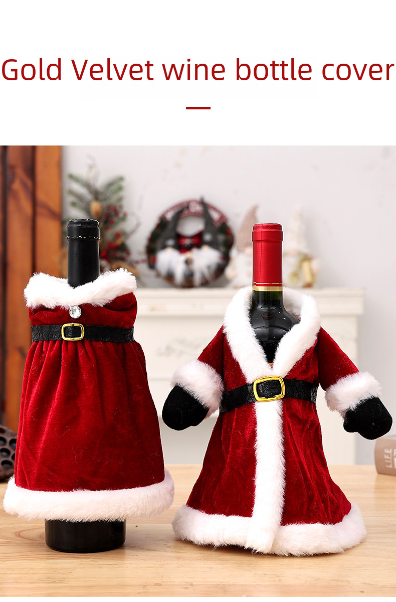 Décorations de Noël transfrontalières neuves Robe Robe Ensemble de bouteilles de vin Ensemble de vin de Noël créatif Décoration de table à manger à domicile_voghion.com