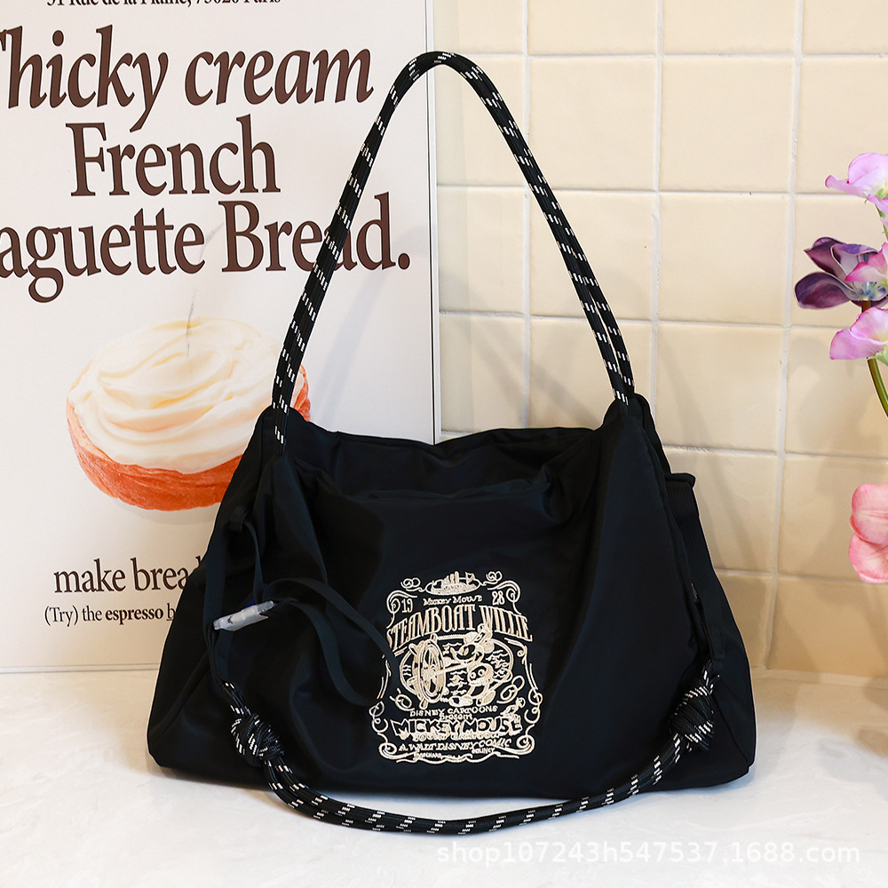 新款日系环保刺绣购物袋尼龙布花手提小众时尚购物包袋单肩包手提