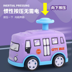 知育プレスおもちゃの車、慣性プレスとスライド、かわいい小さなスクールバス、軽量で落下に強い子供用ベビーおもちゃの車