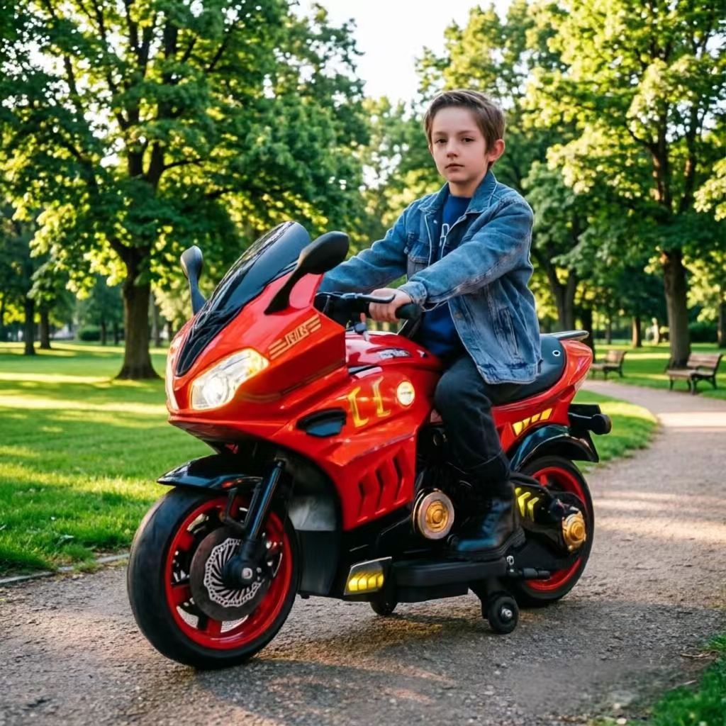 Children's electric motorcycle, ride-on tricycle for adults, boys, girls and children, music-enabled, rechargeable, self-driving battery-powered toy car