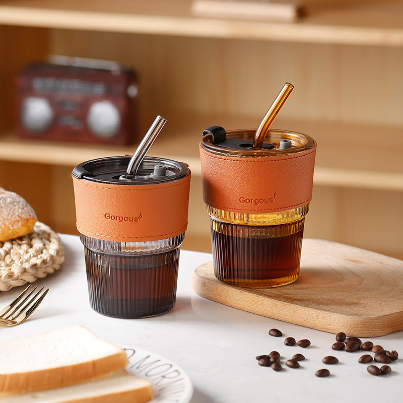 Vertical Striped Bamboo Cup Ins Coffee Cup Drainage Creative Advertising Gift Cold Brew Glass Water Cup Eco-Friendly Glass Cup Vertical Striped Bamboo Cup Ins Coffee Cup Drainage Creative Advertising Gift Cold Brew Glass Water Cup Eco-Friendly Glass Cup