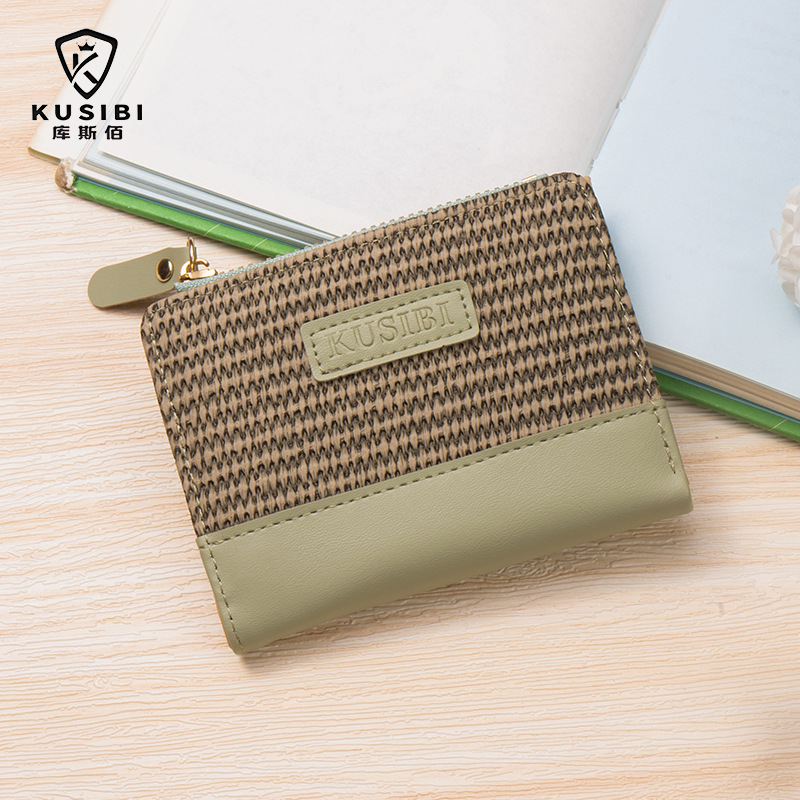 Monedero/Cartera Corto con Cremallera, Multifuncional para Tarjetas, Diseño Simple y Lindo