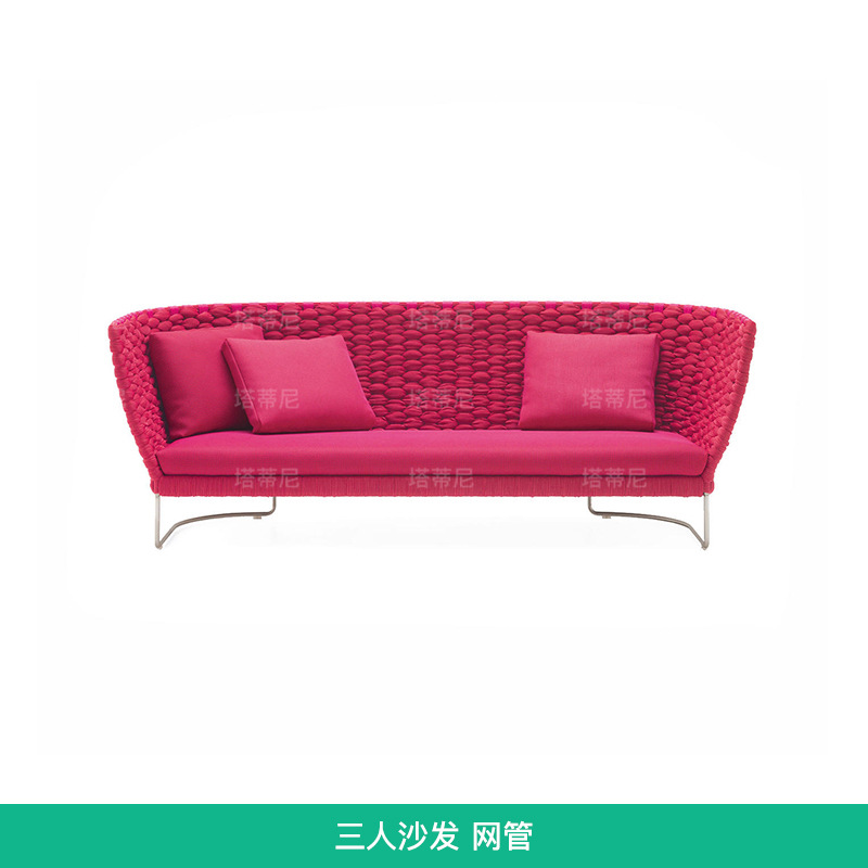 Sofá de exterior tejido con cuerda, cama de descanso para patio o balcón, muebles creativos para alojamiento rural, sillón de ratán para jardín o terraza. image 12