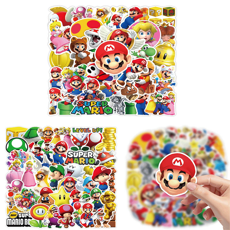 Mario Snap Ring + Sticker Mary Toy Decoración de fiesta infantil Sticker Snap Ring Combinación