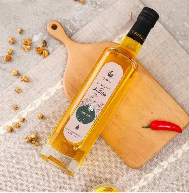 晶白料 装茶油的瓶子 500ml山茶油玻璃瓶250ml圆柱装核桃油的瓶子