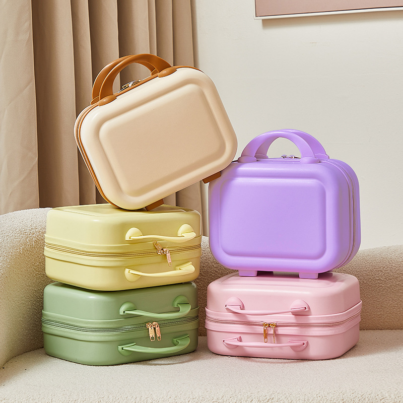 Cute travel luggage small mini boarding box 14 inch portable cosmetics storage box hard box can be hung
