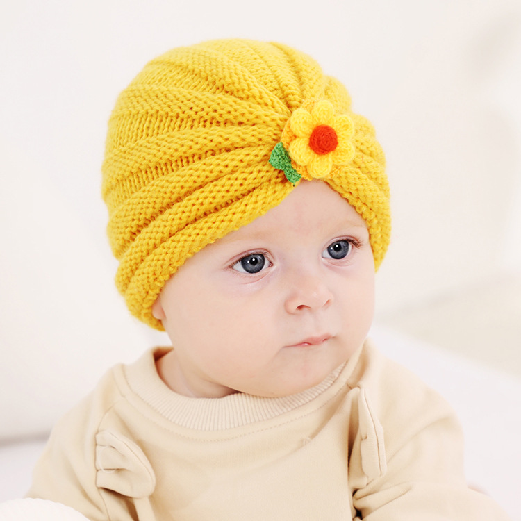 2021 الخريف و الشتاء الأطفال الصوف محبوك القبعات لطيف ليتل الزهور الدافئة قبعات display picture 3