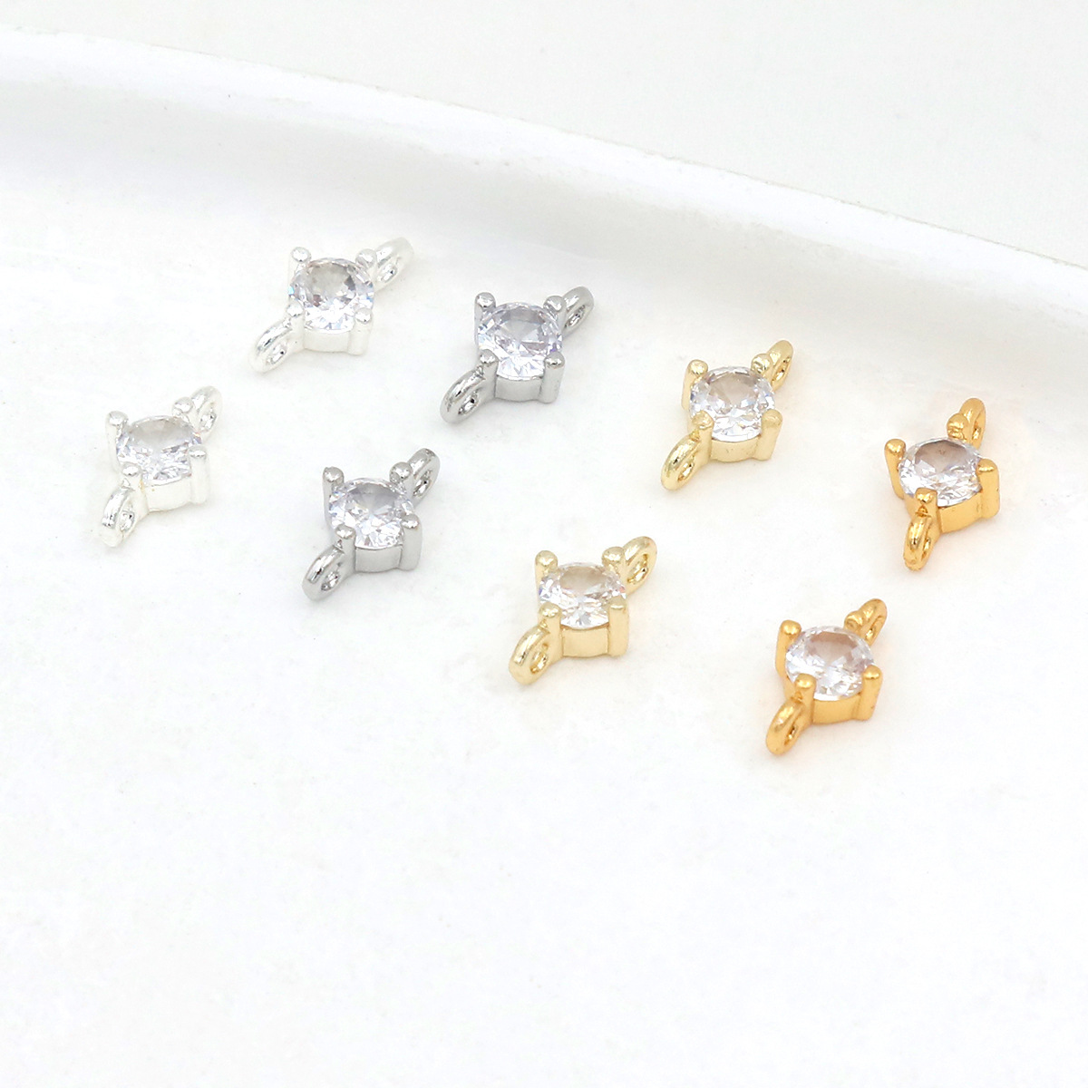 18k gold-plated copper high color retention micro-inlaid zircon cross double pendant bracelet necklace DIY jewelry accessories D44